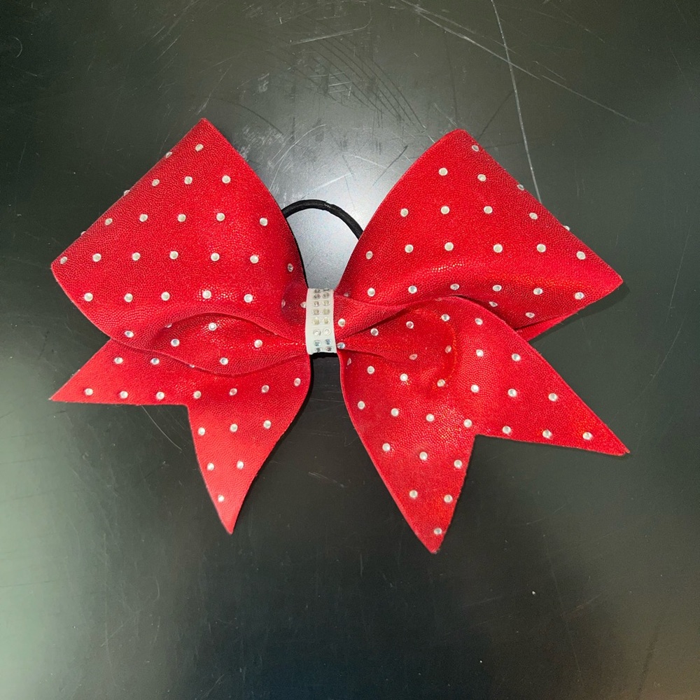 Red Cheer Bow with bling - Picture 3 of 5